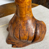 Brutalist style olive wood lamp base
