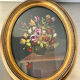 Painting of Flower arrangement in Oval Frame gilded wood measurements 29 cm x 23 cm CONVEX glass