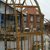 Garden arch with wrought iron gate