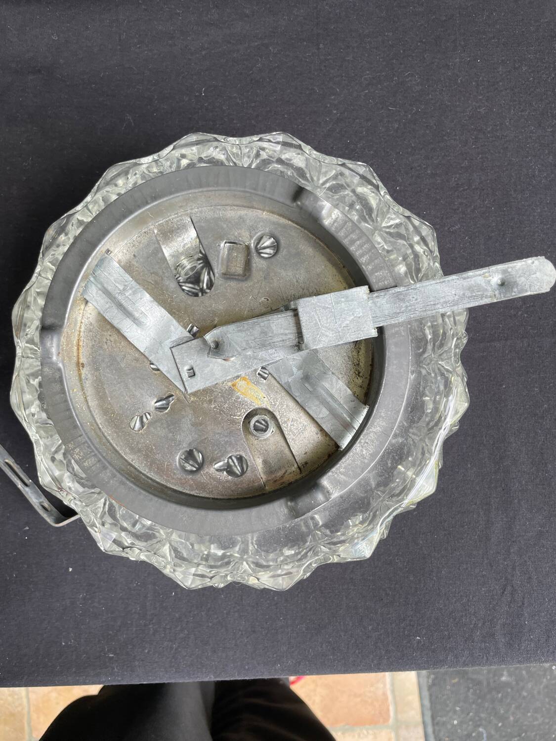 Ancienne Applique,verre ciselé pointe. Diamant vintage.