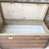 Louis Vuitton trunk in black and beige striped canvas Circa 1870