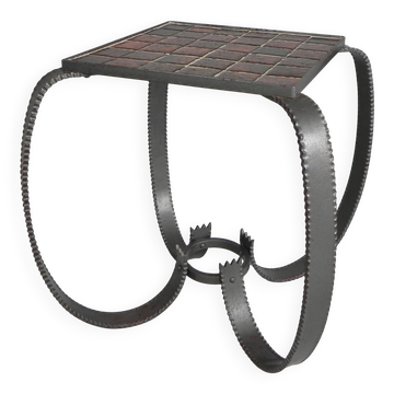 Table basse brutaliste, table carrelée avec 36 carreaux, années 1950