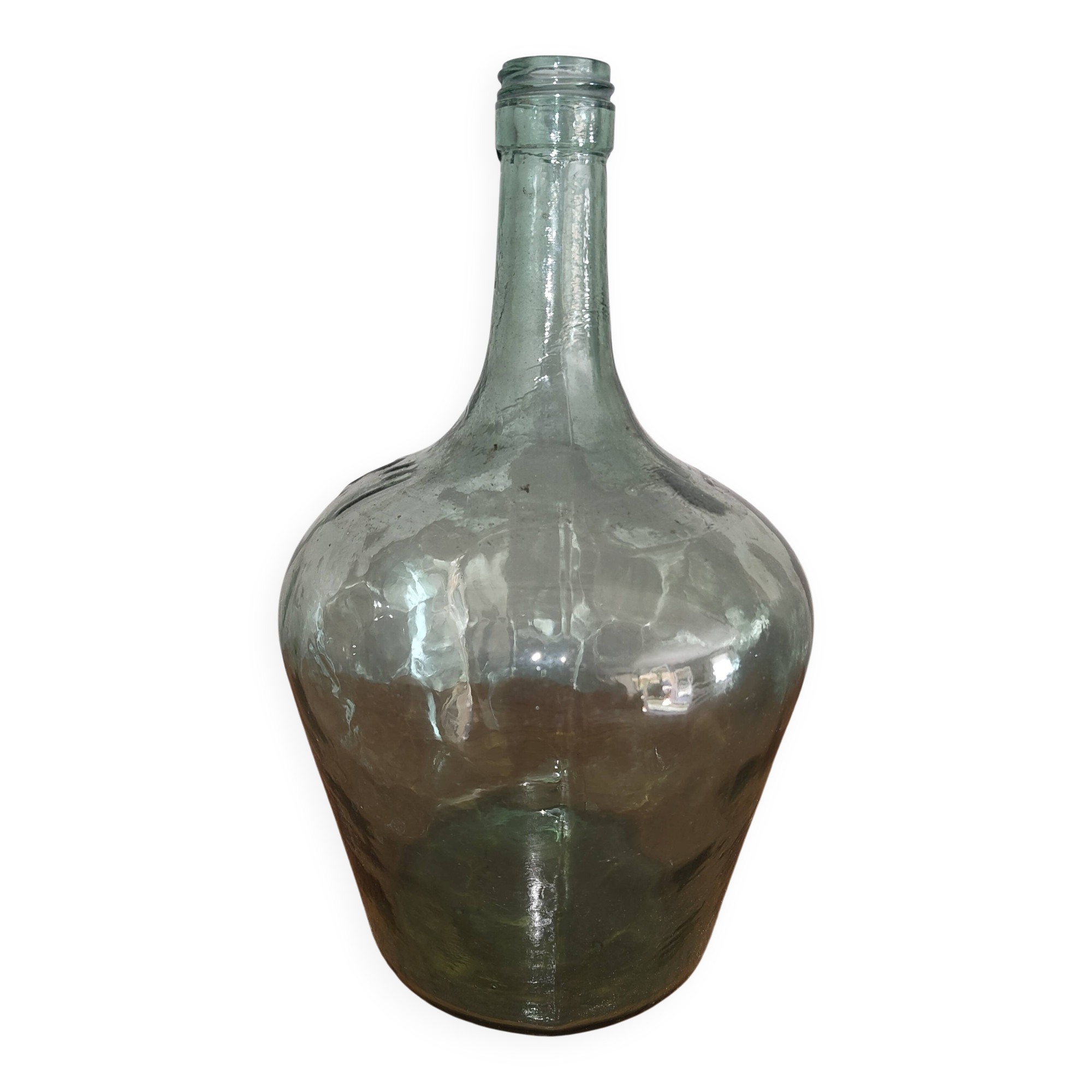 Small Antique Green Glass Dame-Jeanne
