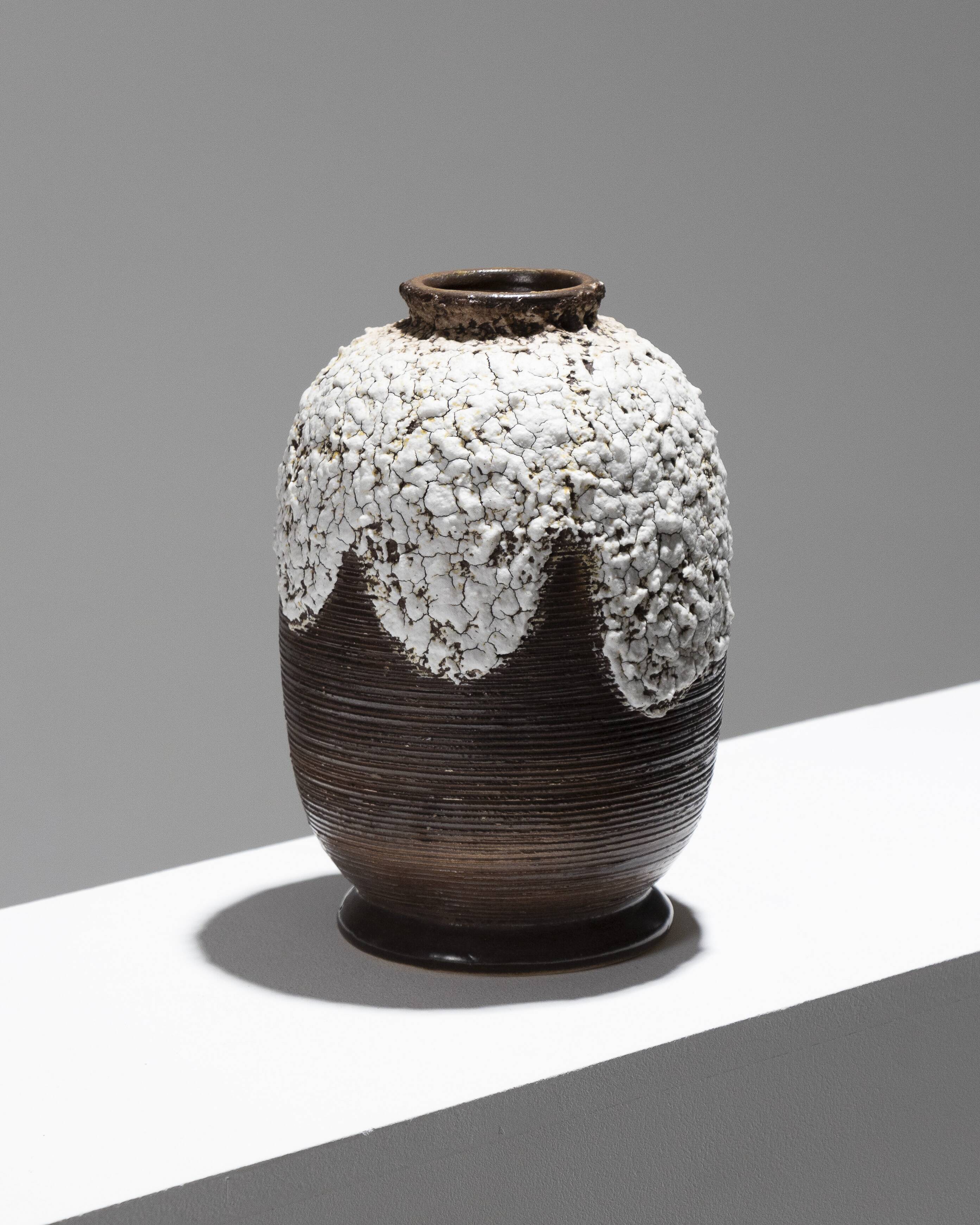 Stoneware vase with cracked decoration, louis-auguste dage, 1940s