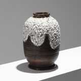 Stoneware vase with cracked decoration, louis-auguste dage, 1940s