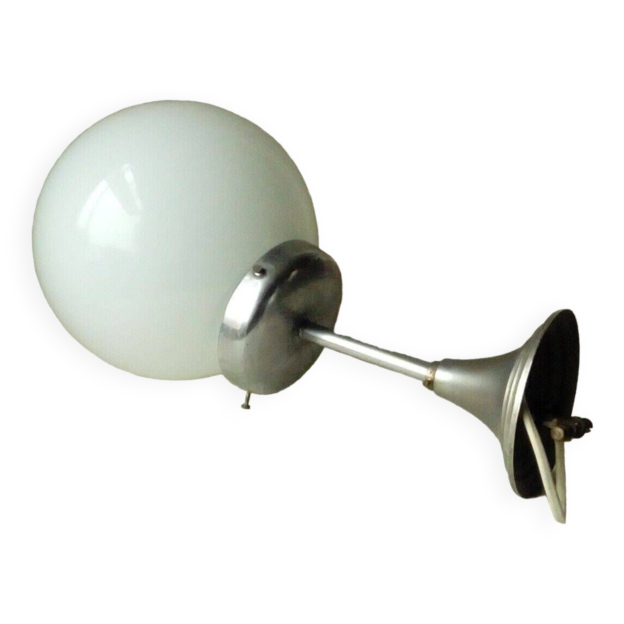Vintage ceiling light 1960s white opaline alu frame