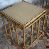 Pair of vintage rattan bedside tables