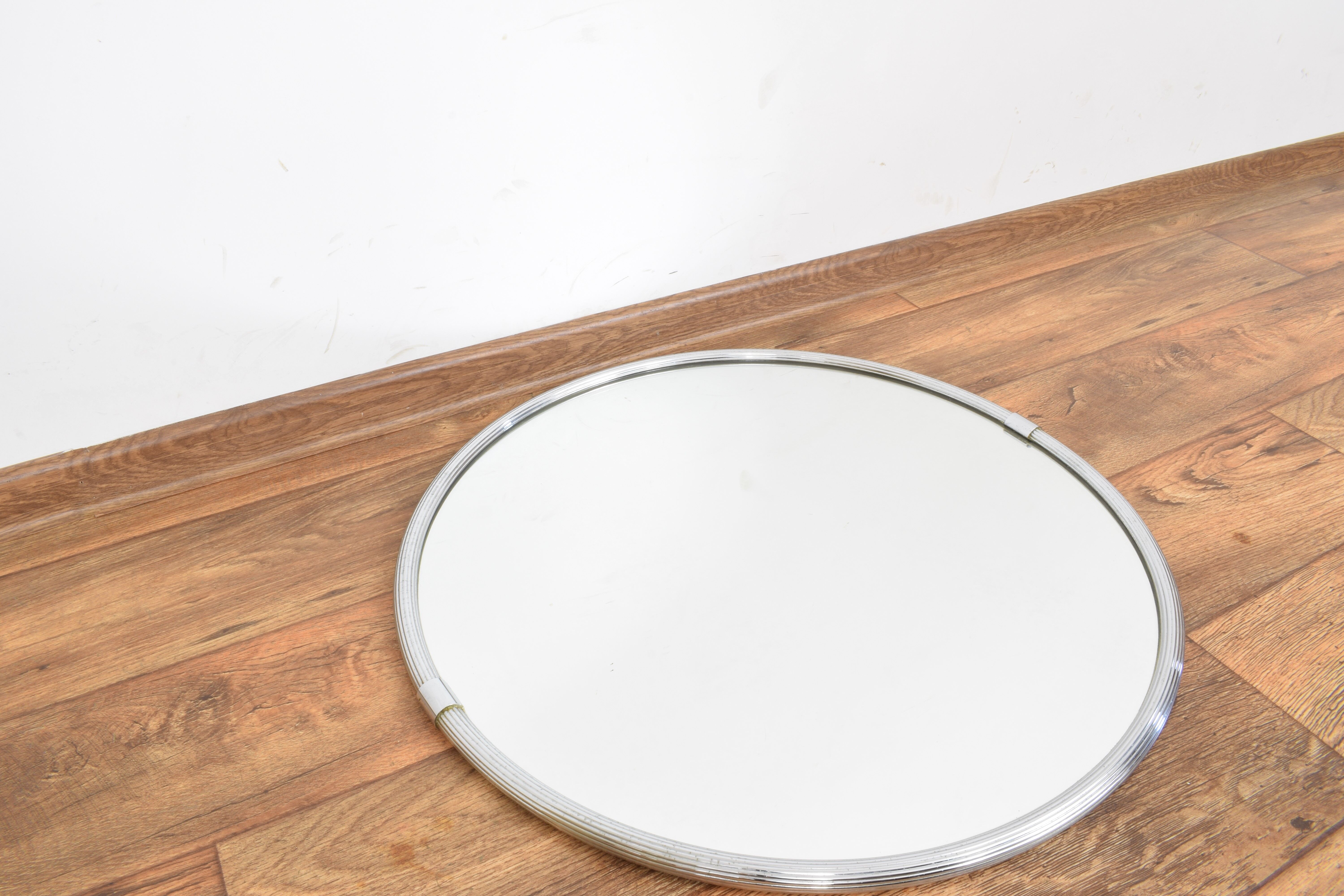 Mid-Century Round Italian Chrome Frame Mirror, 1960s