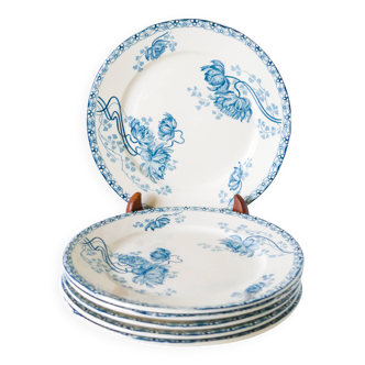 Set of 6 dessert plates in Terre de Fer, Royat model, 19th century