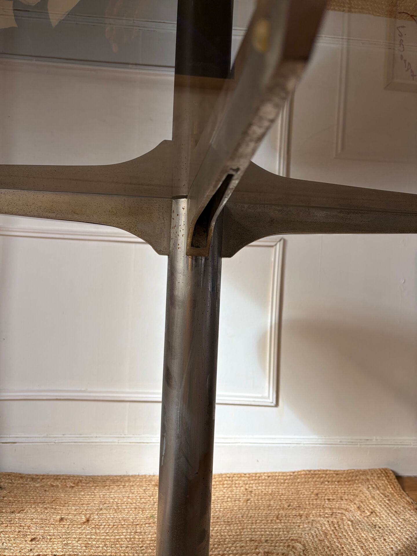 Dining table in metal and smoked glass Roche Bobois