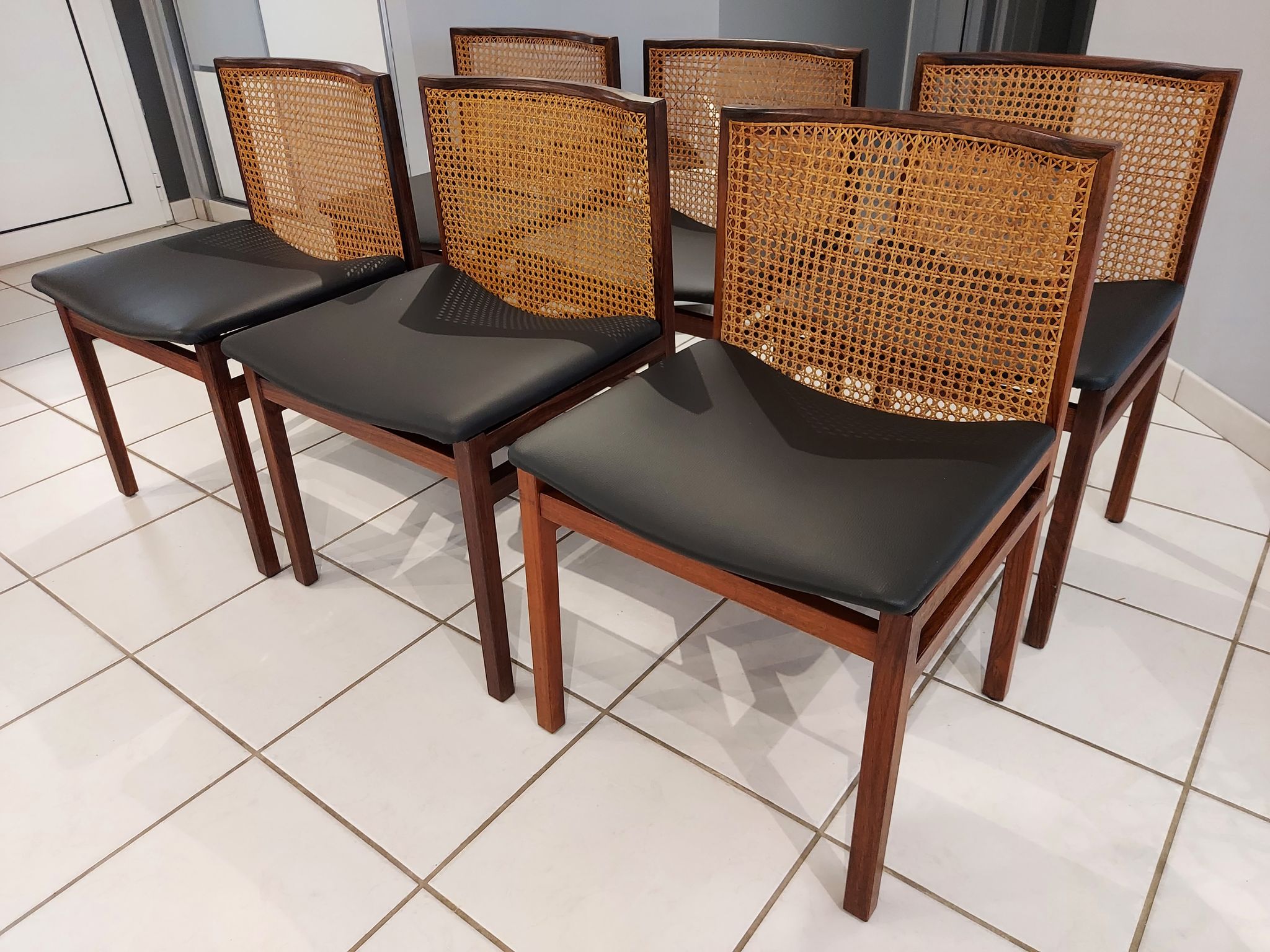 Suite of 6 chairs Italy Tito Agnoli rosewood 1960