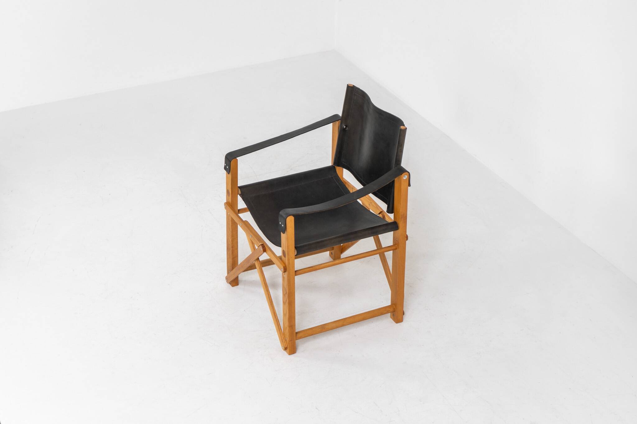 fauteuil safari en chêne et cuir