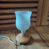 Bedside lamp base reconstituted stone tulip original white glass