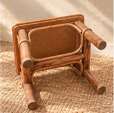 Ensemble de deux tabourets en bambou vintage français