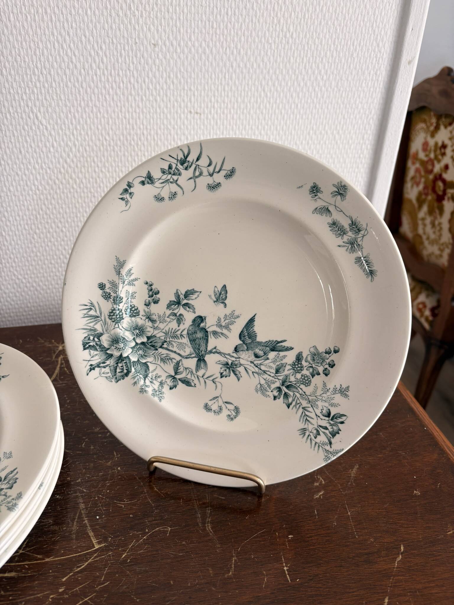 Lot 6 Plate Plates Faience Longwy Model Mignon