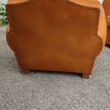 Pair leather club armchairs