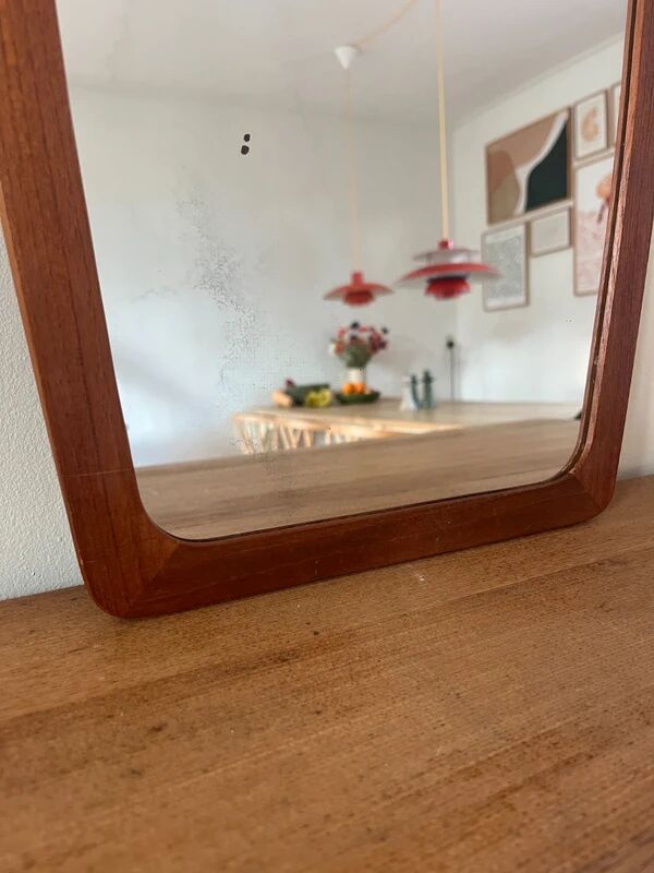 Vintage Danish teak mirror with lovely organic edges.