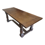 Table bois massif chene - type table de réfectoire pieds incurves