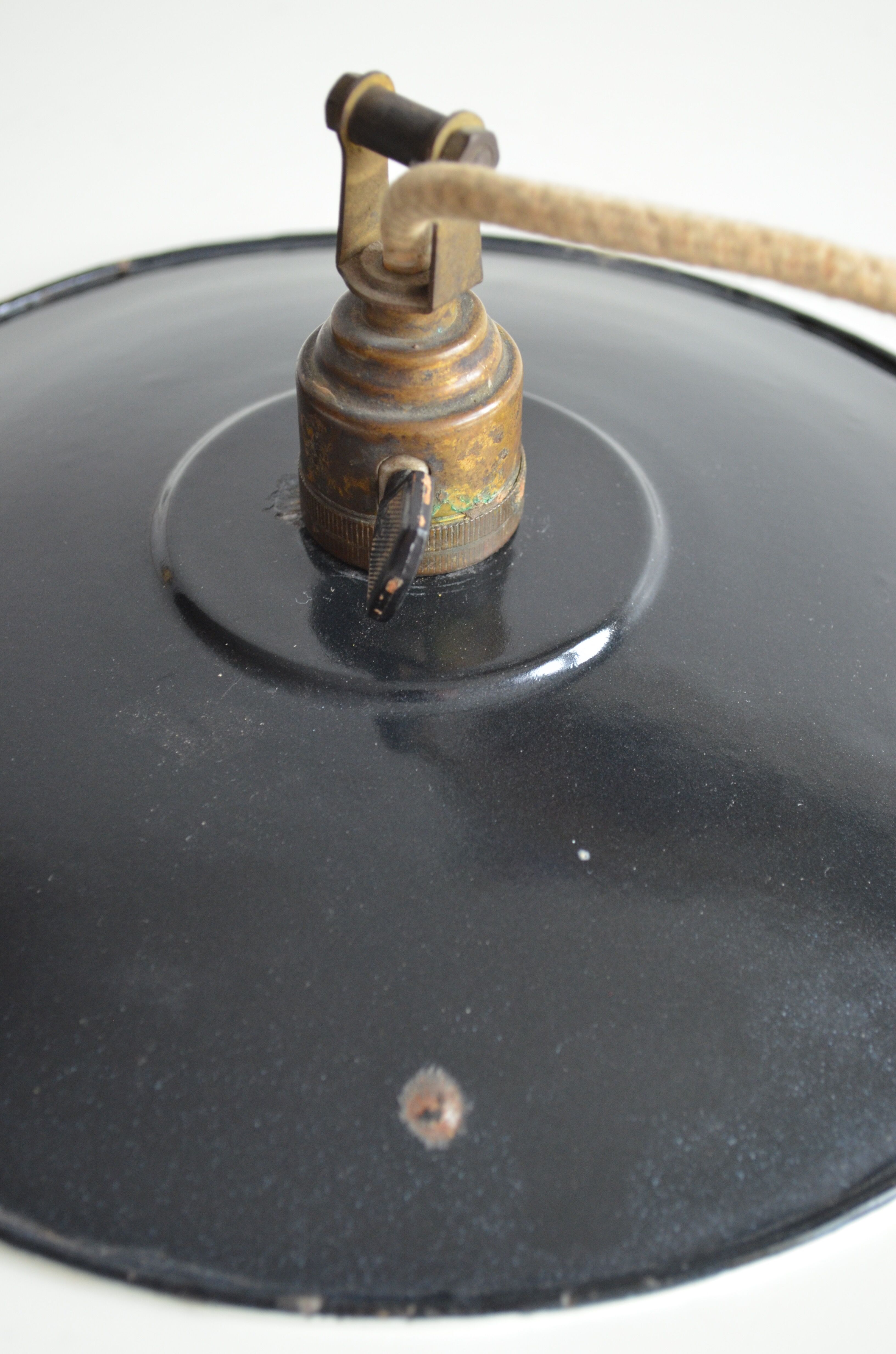 Hanging lamps in black enamelled plate