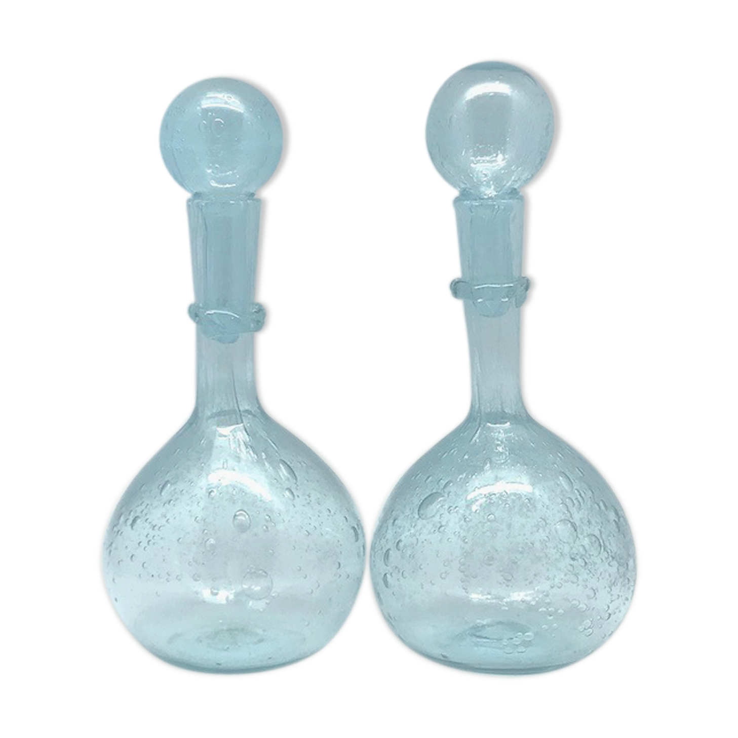 Biot blown glass carafes