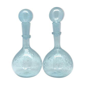 Biot blown glass carafes