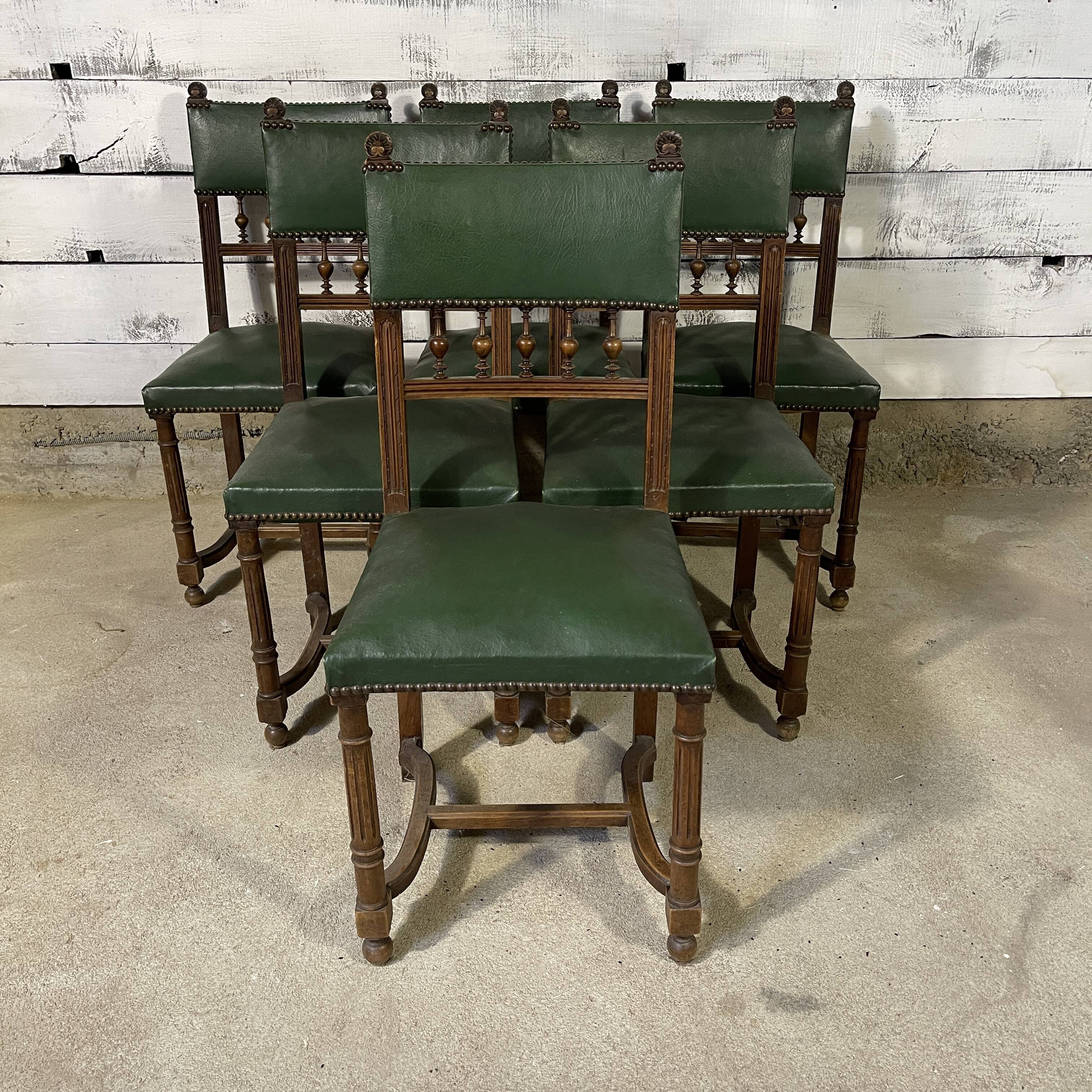 Series of 6 antique chairs