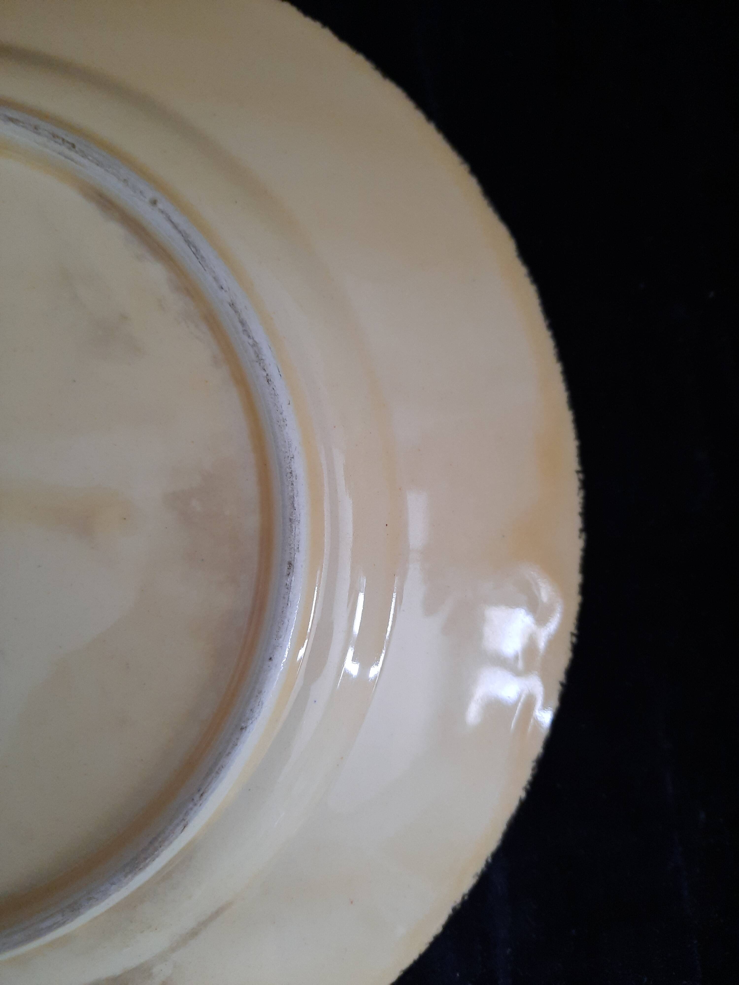 Old HB QUIMPER Plate Earthenware Geometric Rosette Decoration