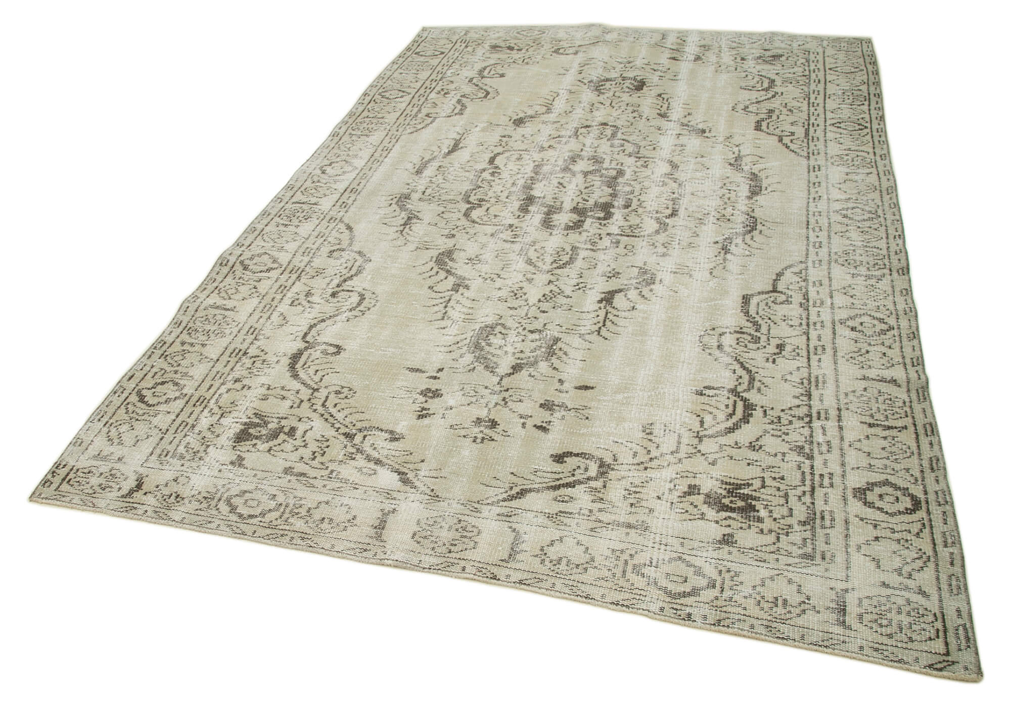 Hand-knotted unique turkish beige rug 186 cm x 293 cm