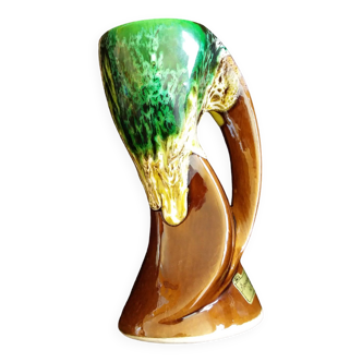 Vase Vallauris émaillage flammé vert