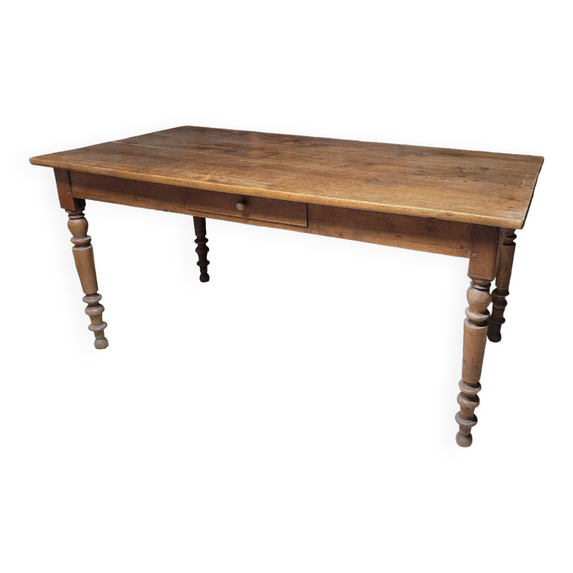 Table de bistrot restaurant en chêne massif ancienne, 1900s -1m53