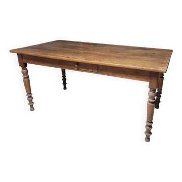 Antique solid oak bistro restaurant table, 1900s -1m53