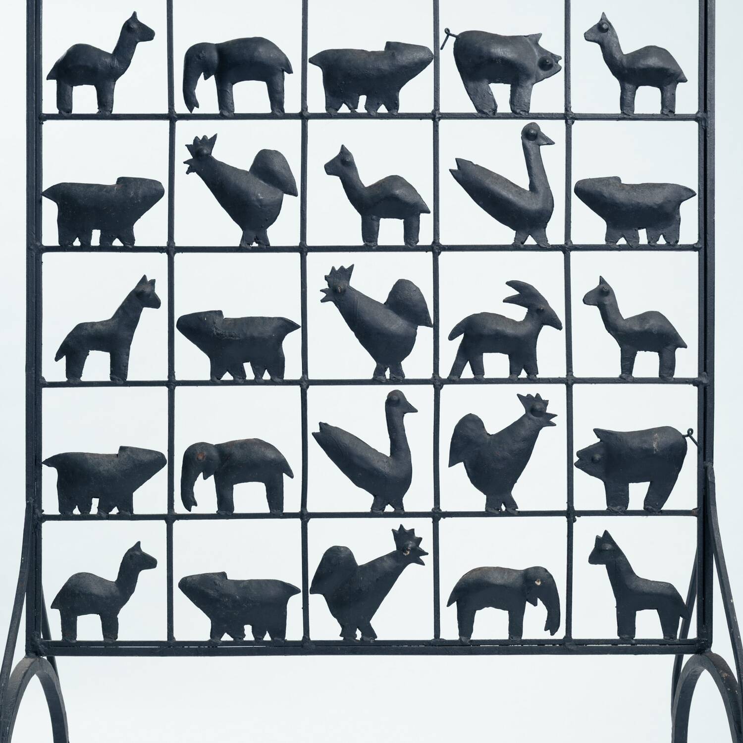 Separator Screen room divider Wrought Iron with Animals, 1950s