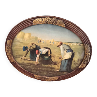 Old painting Oil on canvas "Les Glaneuses" by Jean-François Millet