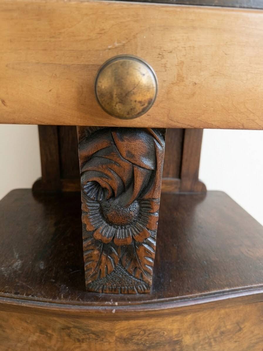 Art Deco bedside table in wood and marble