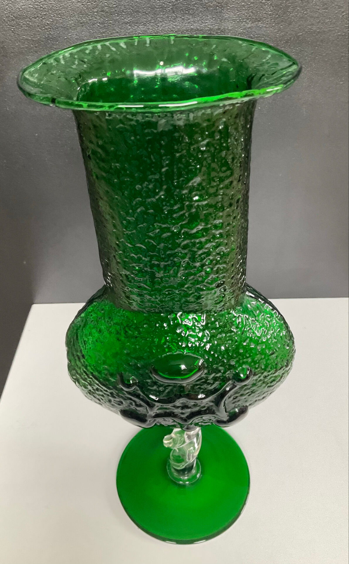 Vintage pressed glass vase from the 1970s.