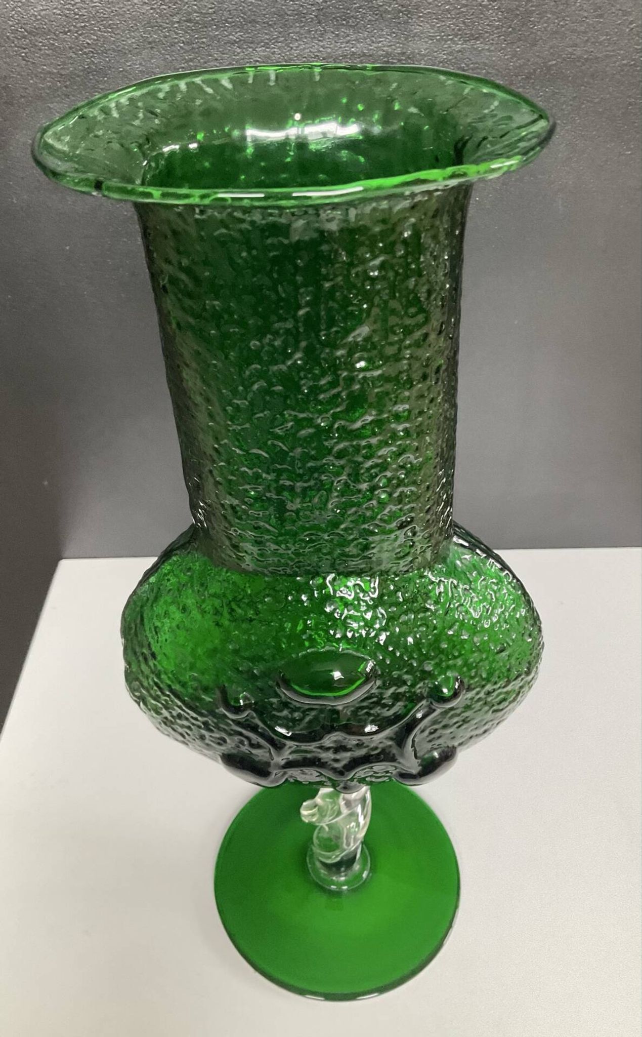 Vintage pressed glass vase from the 1970s.