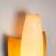 Pair of wall lamps with brass shields and glass shades