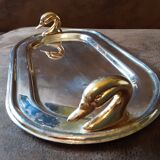 Set of 2 old metal butter dishes