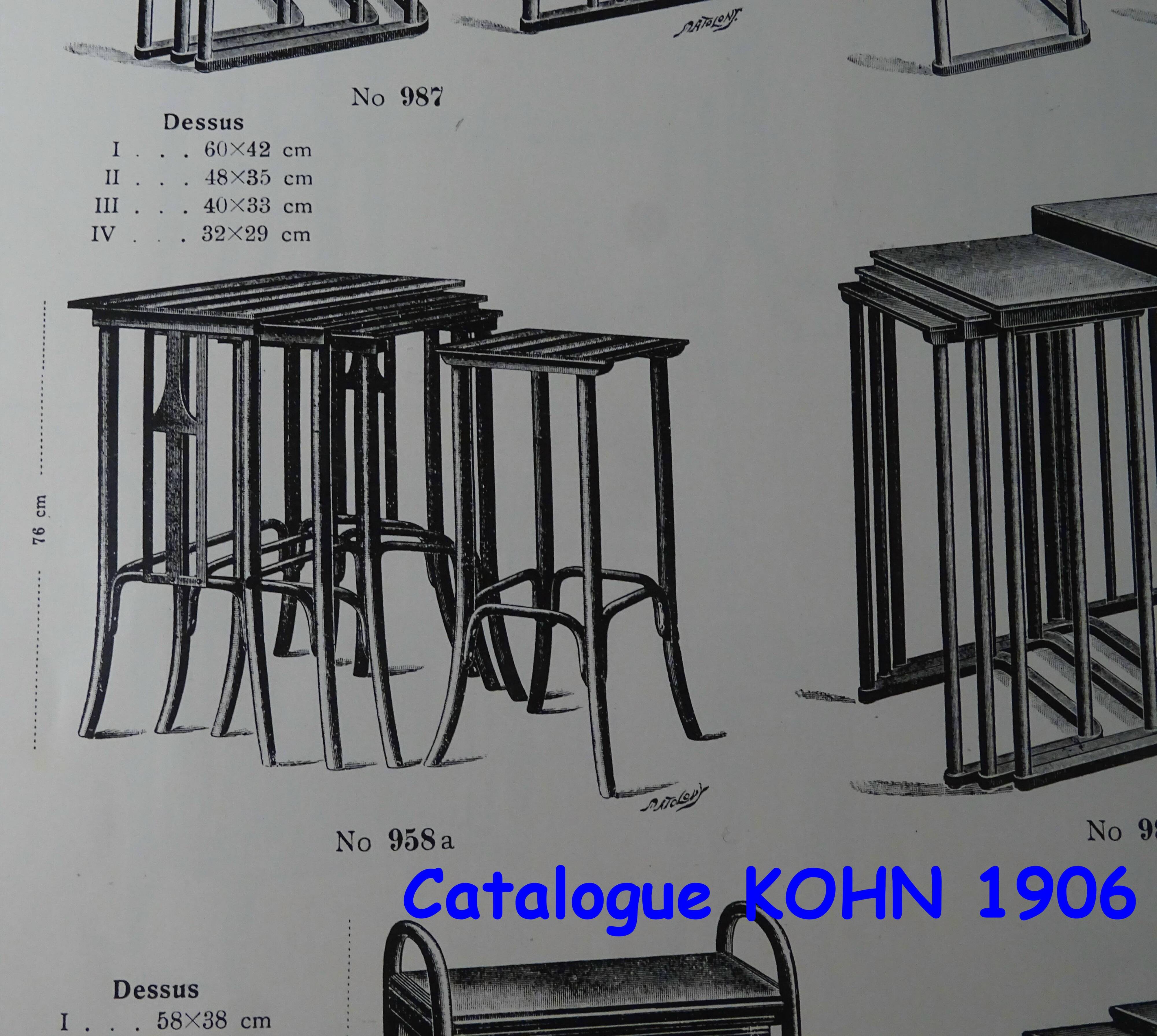 Set de 4 tables gigognes -958 a - par KOHN vers 1905, design Siegel- no Tho