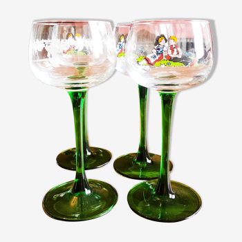 4 glasses balloon wine of Alsace