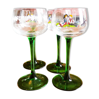 4 glasses balloon wine of Alsace