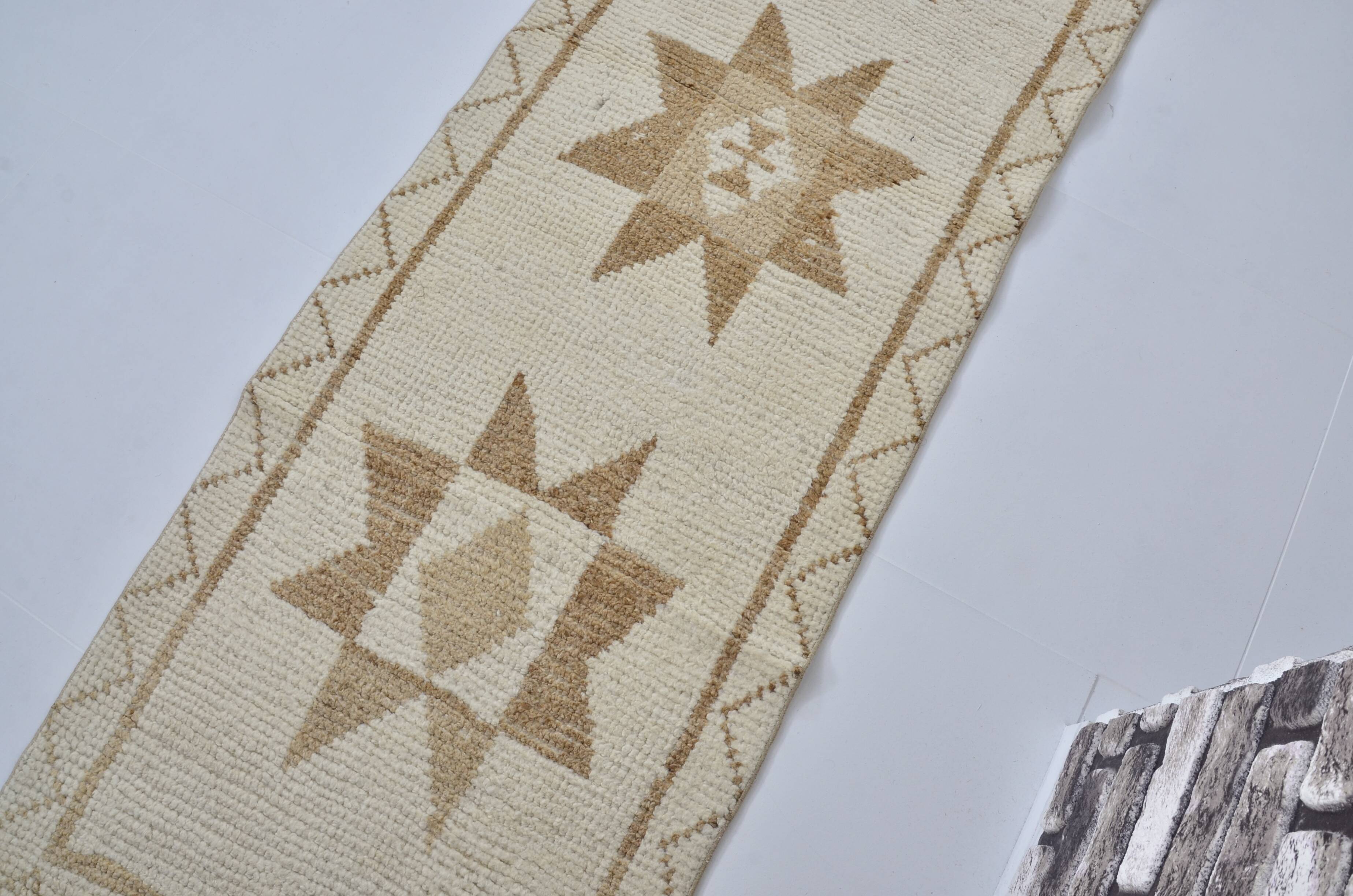 White And Brown Floral Runner Carpet sku 2069