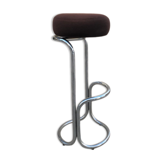 Tubular stool of vintage bar design Jean-Pierre Laporte 1970 1980