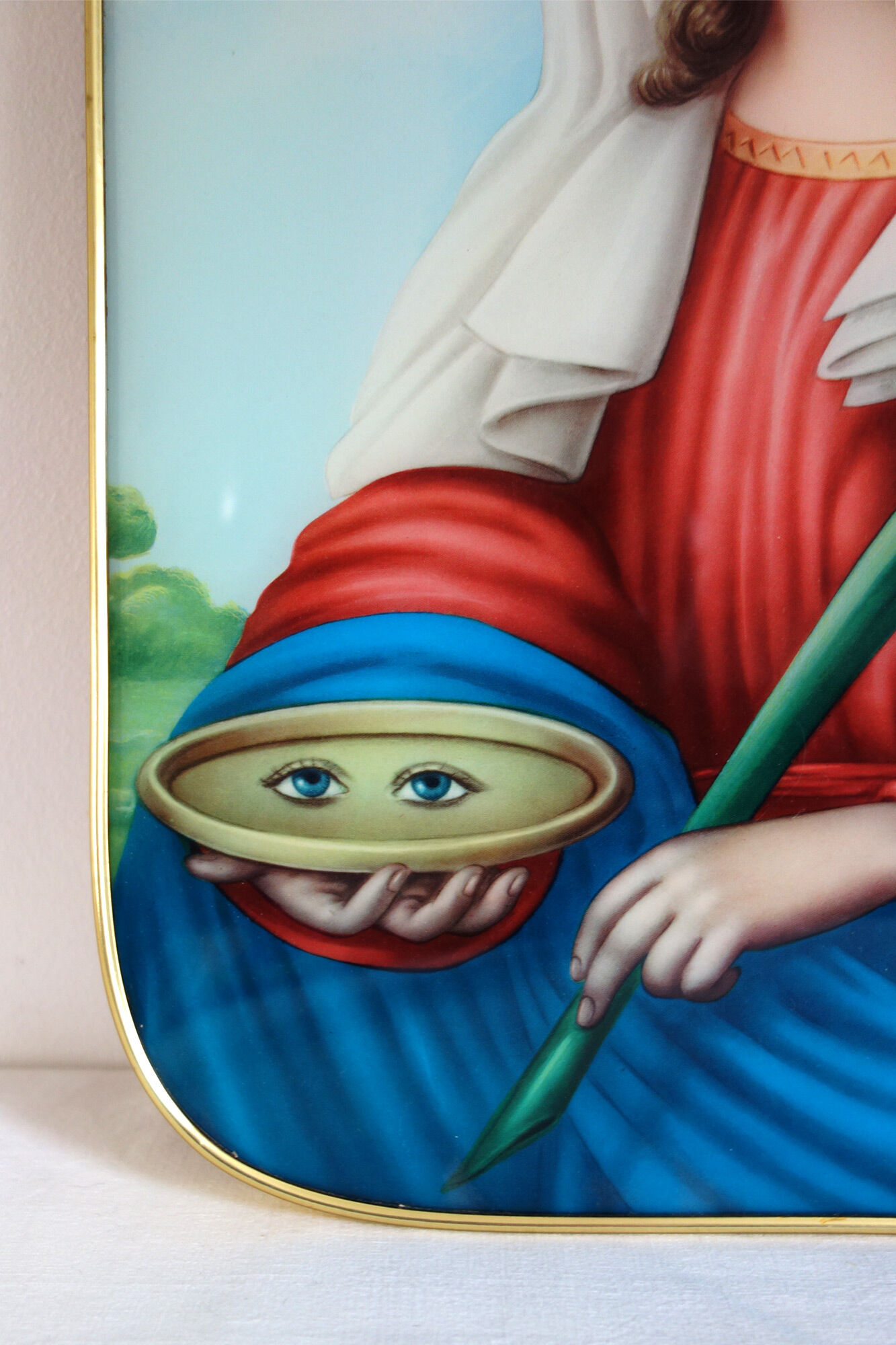 Old luminous painting Saint Lucia 50s