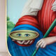 Old luminous painting Saint Lucia 50s