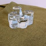 Brutalist cut glass candle holder