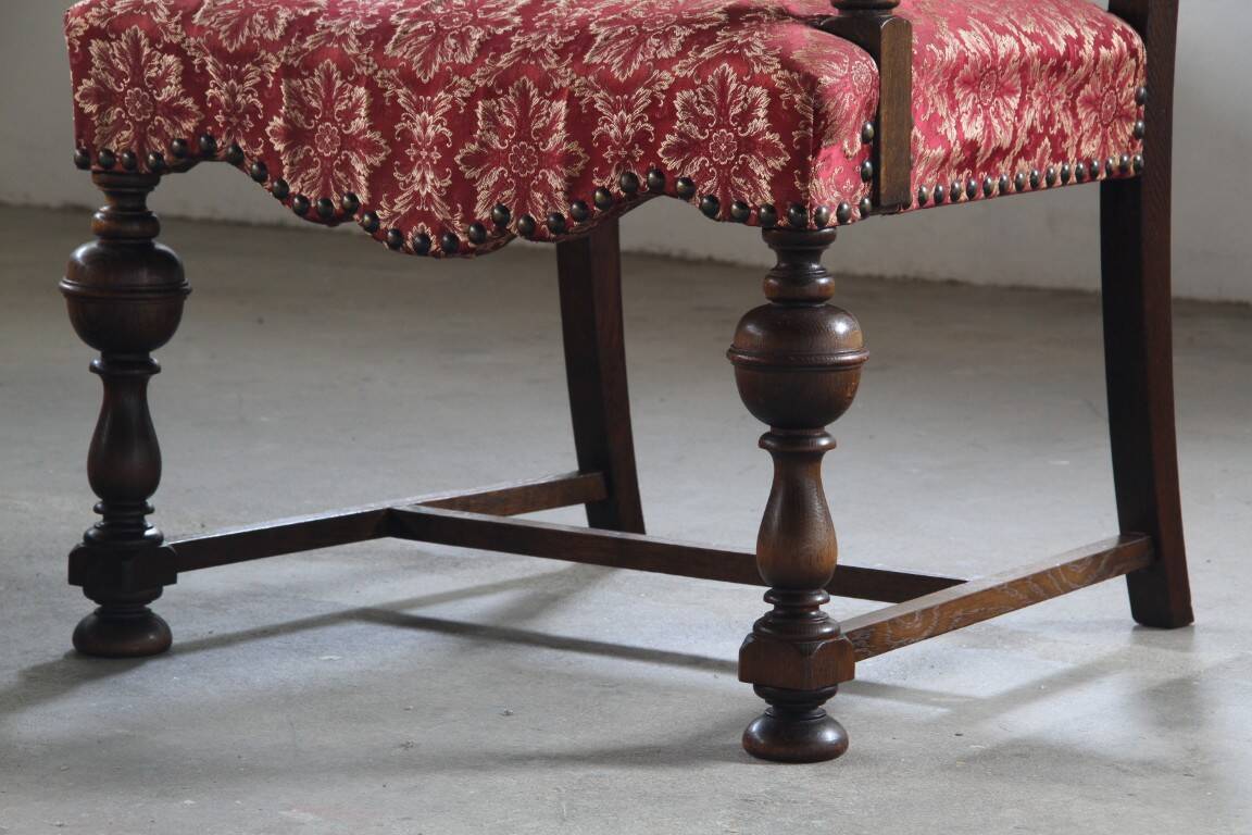 Vintage 19th century Danish Baroque oak armchair - Louis XV style