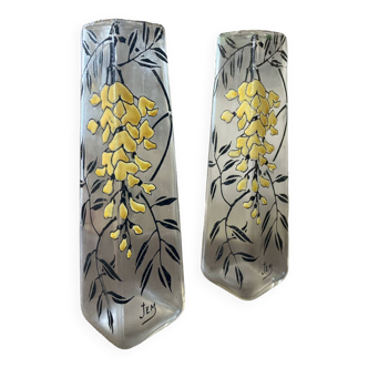 Paire de Vase Fleuris Signé Jem ( legras )