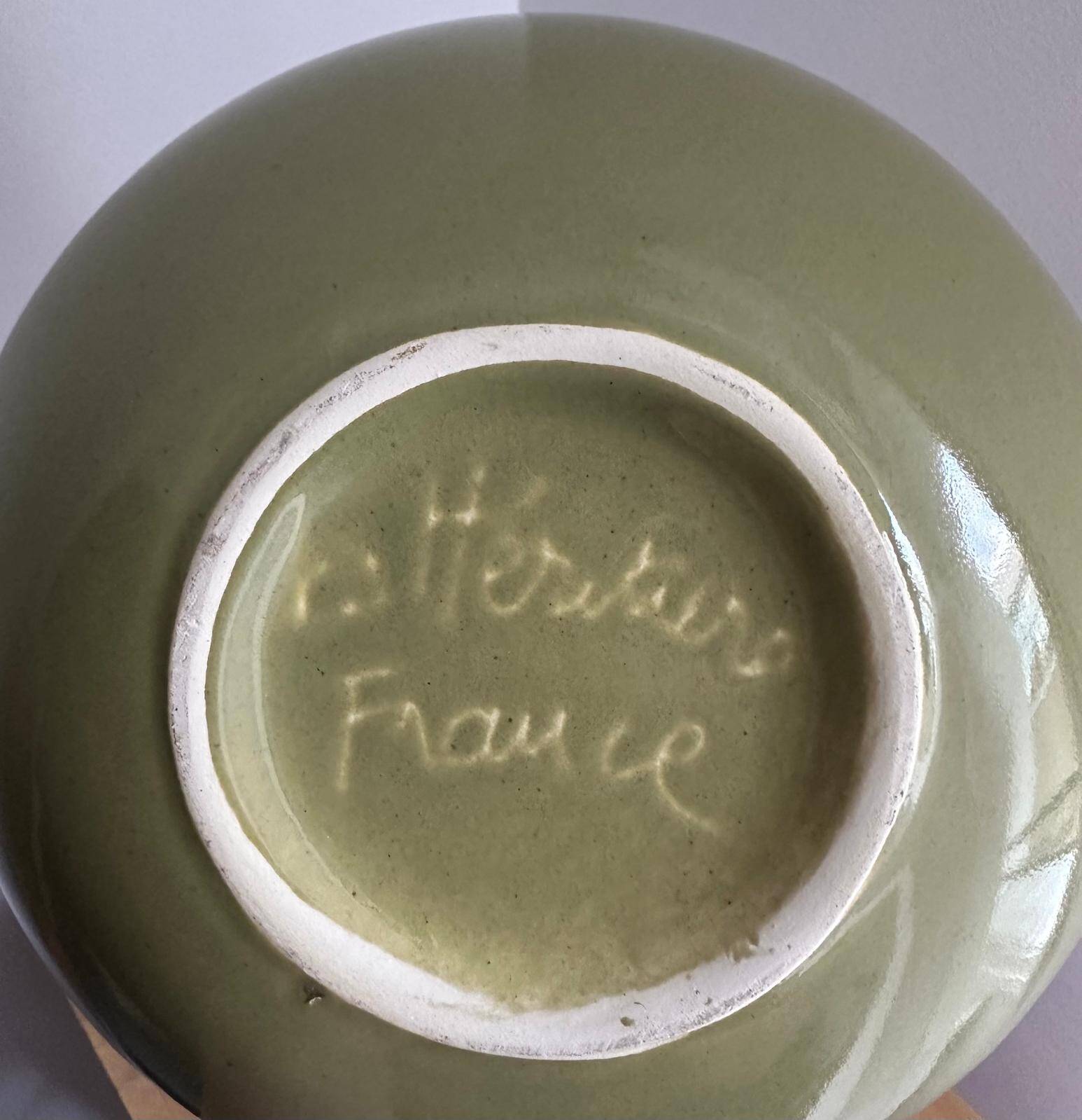 Large glazed ceramic ball vase LES HERITIERS FRANCE - By Aimé Cécil