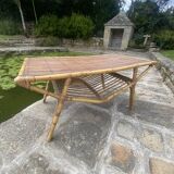 Table basse en rotin vintage vers 1960